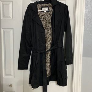 Cute ruffle black trench/rain coat